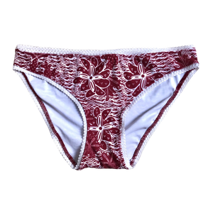 
            
                Load image into Gallery viewer, RED WINE BATIK ~ LACE | ECO SWIM INTIMATES KNICKERS
            
        