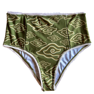 
            
                Load image into Gallery viewer, OLIVE CLOUDS BATIK ~ LACE | HIGH WAISTED KNICKERS
            
        